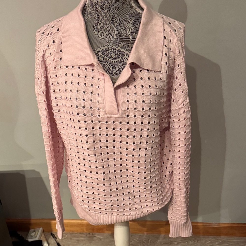 Joie Light Open Neck Collared Sweater